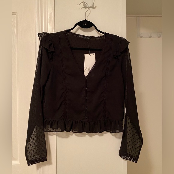 Zara Tops - Black lace Zara blouse fits like small NWT